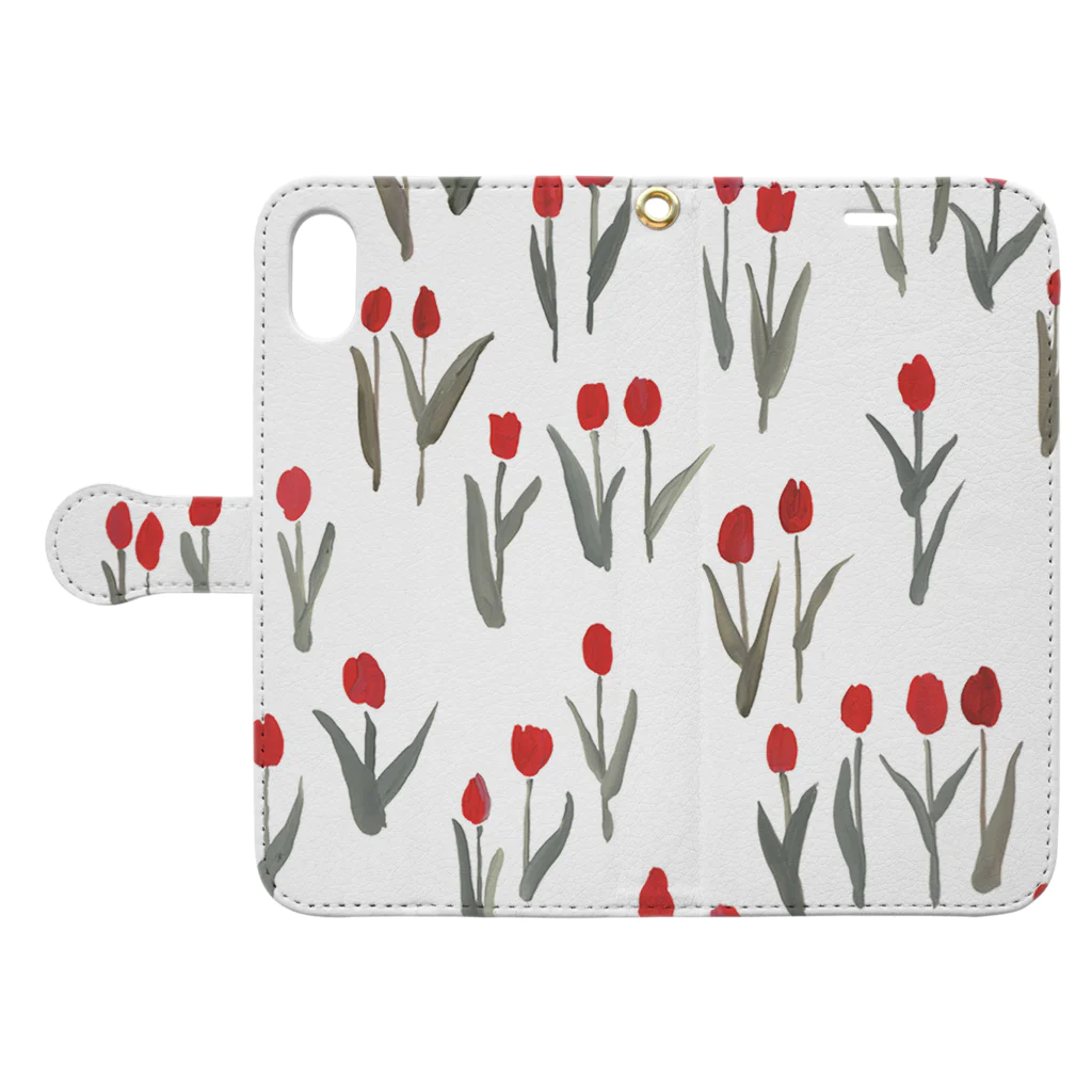 otsukiyumiのtulip red Book-Style Smartphone Case:Opened (outside)