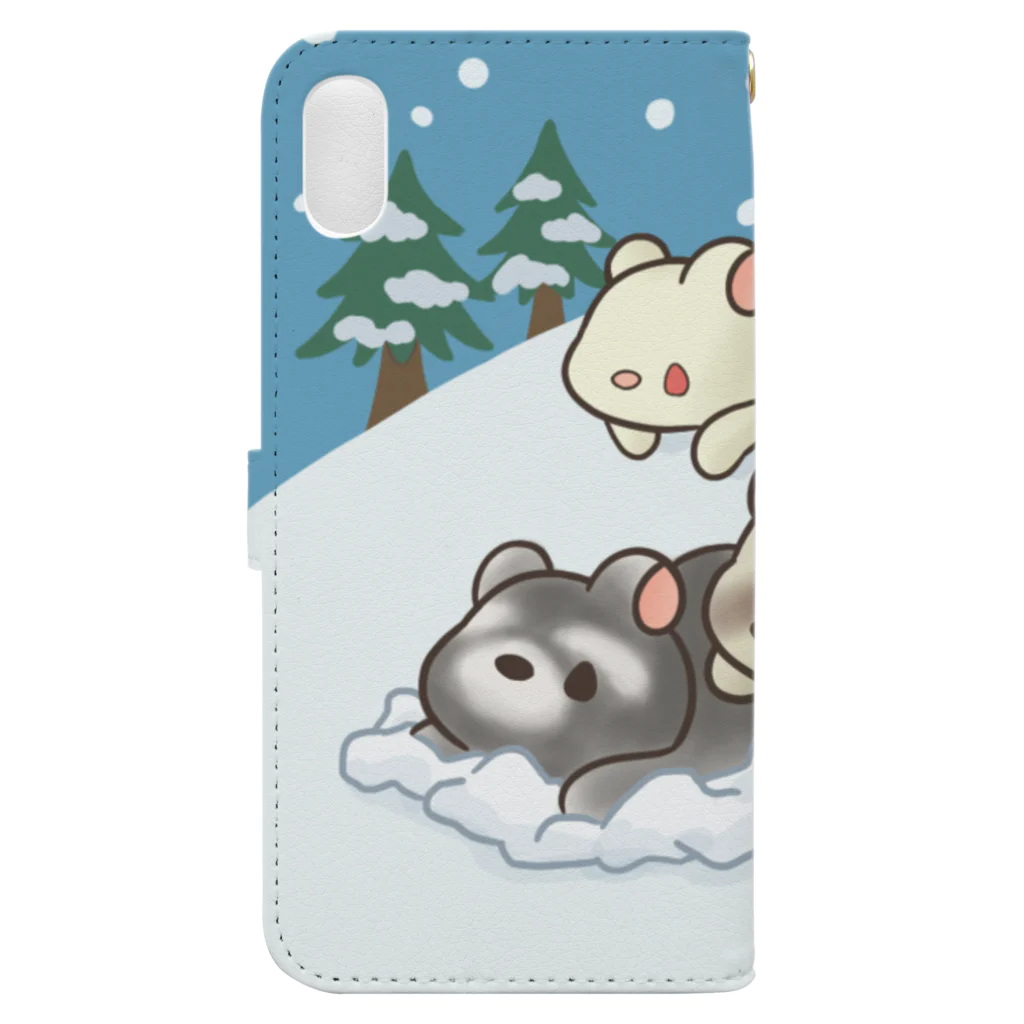 まめまま（フェレット）のフェレット雪山 Book-Style Smartphone Case :back