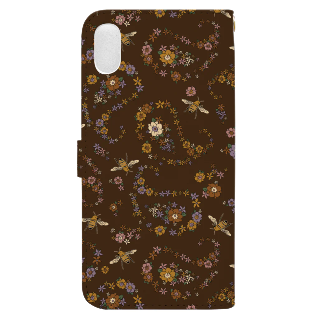 Jimmy BuffaloのJimmy Buffalo - Paisley Bee チョコレート Book-Style Smartphone Case :back