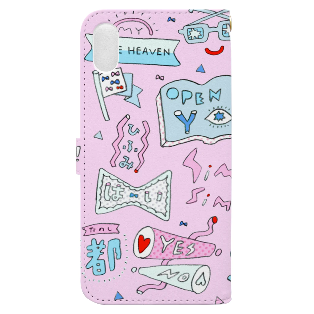 ツルモトマイのろごろごケースPINK Book-Style Smartphone Case :back