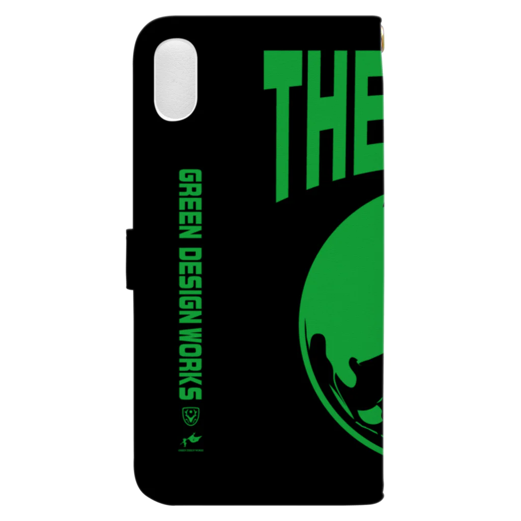 GREEN DESIGN WORKS　グリーンデザインワークスのTHE EARTH　手帳型iPhoneケース（黒） Book-Style Smartphone Case :back