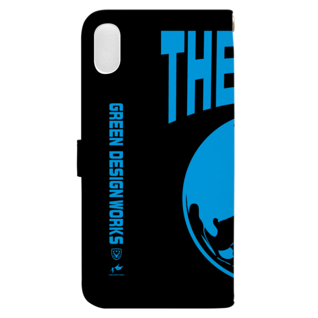 GREEN DESIGN WORKS　グリーンデザインワークスのTHE EARTH　手帳型iPhoneケース（黒-ブルー） 手帳型スマホケースの裏面