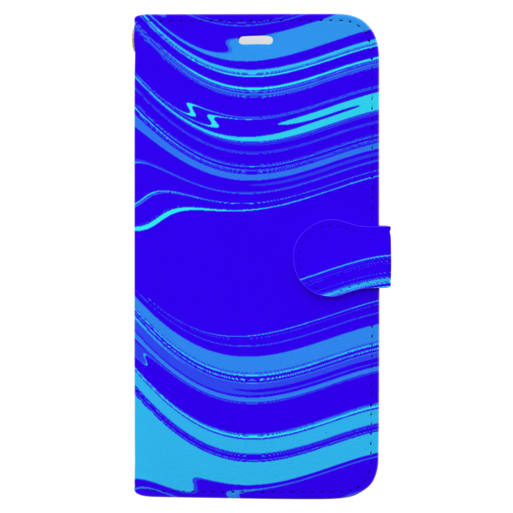 pのGLSL_marble_blue 手帳型スマホケース