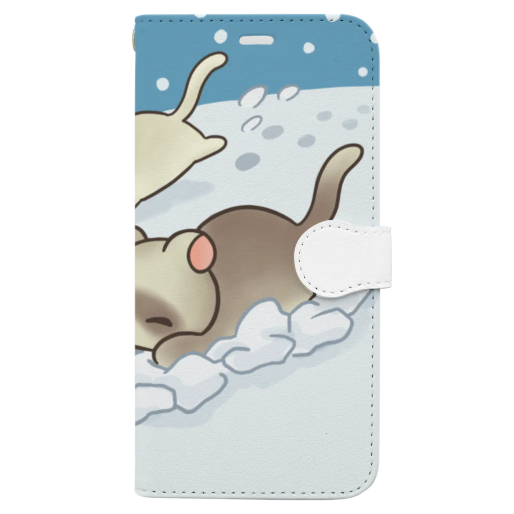 まめまま（フェレット）のフェレット雪山 Book-Style Smartphone Case