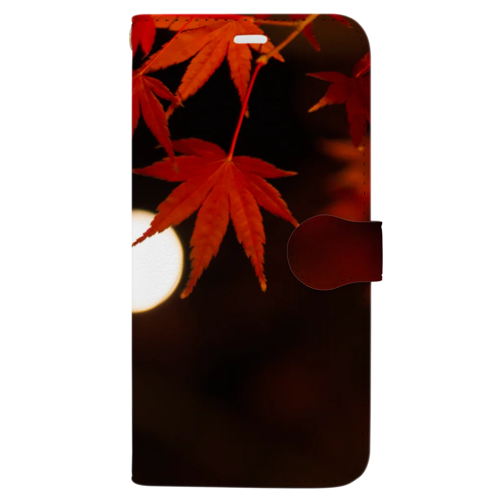 ここっとのボケた月と紅葉 Book-Style Smartphone Case