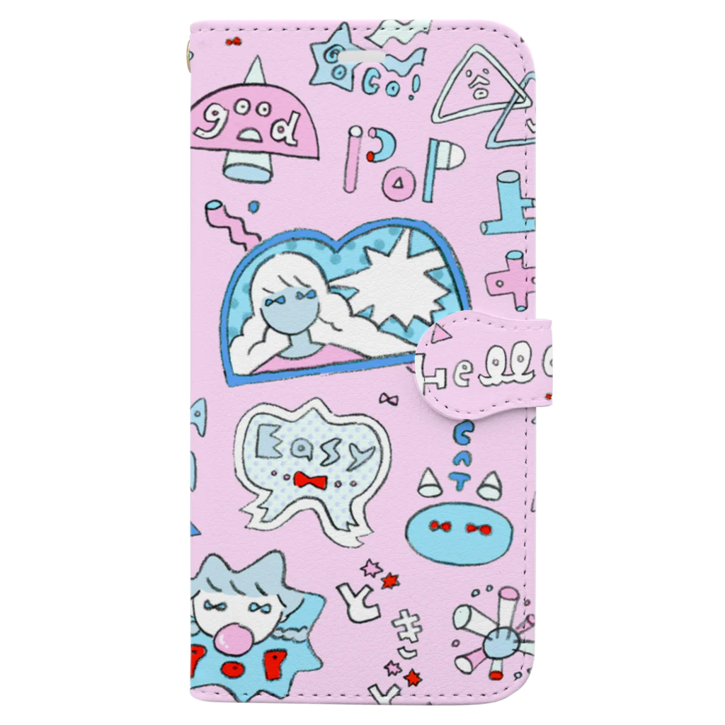 ツルモトマイのろごろごケースPINK Book-Style Smartphone Case