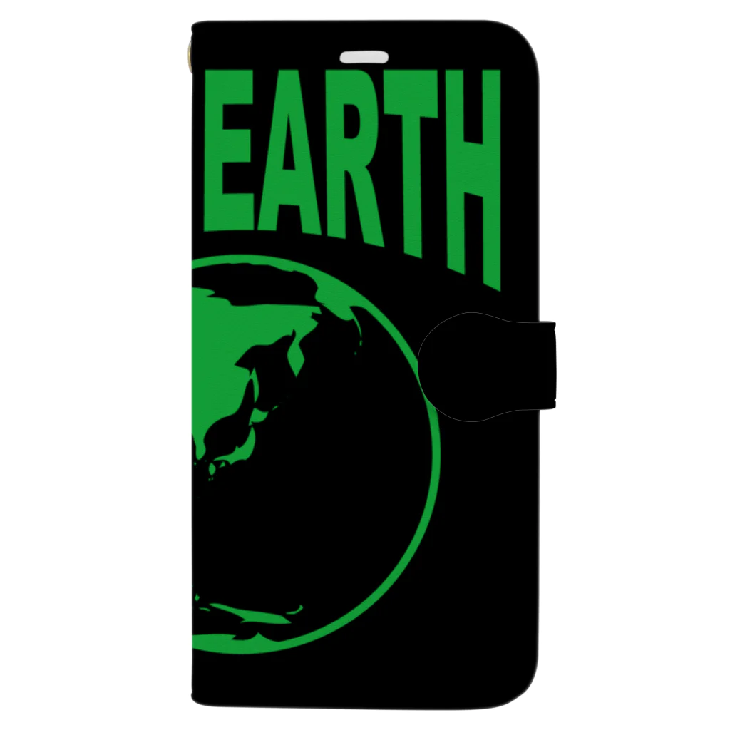 GREEN DESIGN WORKS　グリーンデザインワークスのTHE EARTH　手帳型iPhoneケース（黒） 手帳型スマホケース