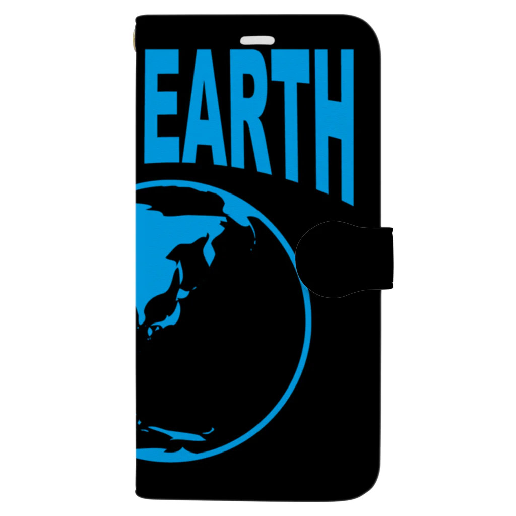 GREEN DESIGN WORKS　グリーンデザインワークスのTHE EARTH　手帳型iPhoneケース（黒-ブルー） 手帳型スマホケース