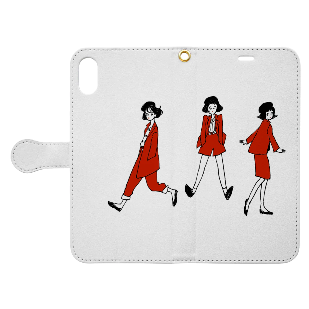 チヤキ CHAKIのRED SET UP Book-Style Smartphone Case:Opened (outside)