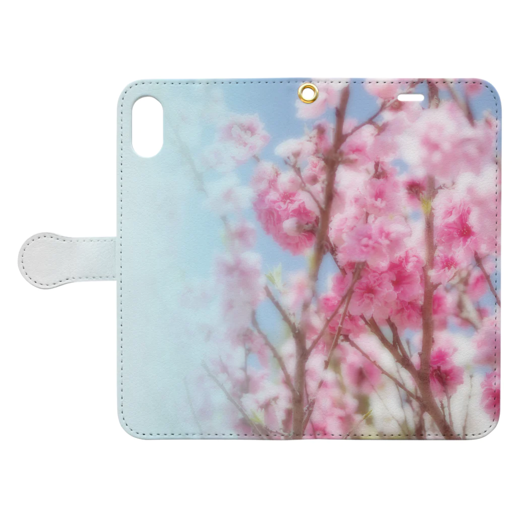 akane_art（茜音工房）の花フォト（八重桜） Book-Style Smartphone Case:Opened (outside)