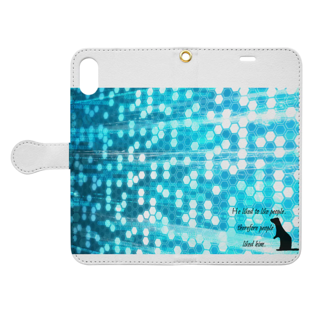 evening party (フェレ蔵はんこ堂)のFerret Book-Style Smartphone Case:Opened (outside)