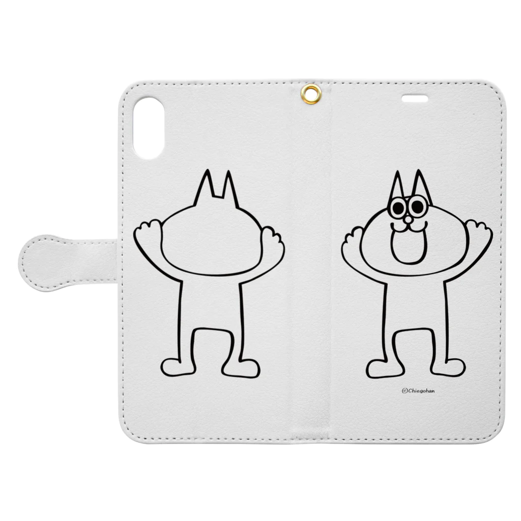 chiegohan shopのネコのヤフーくん Book-Style Smartphone Case:Opened (outside)