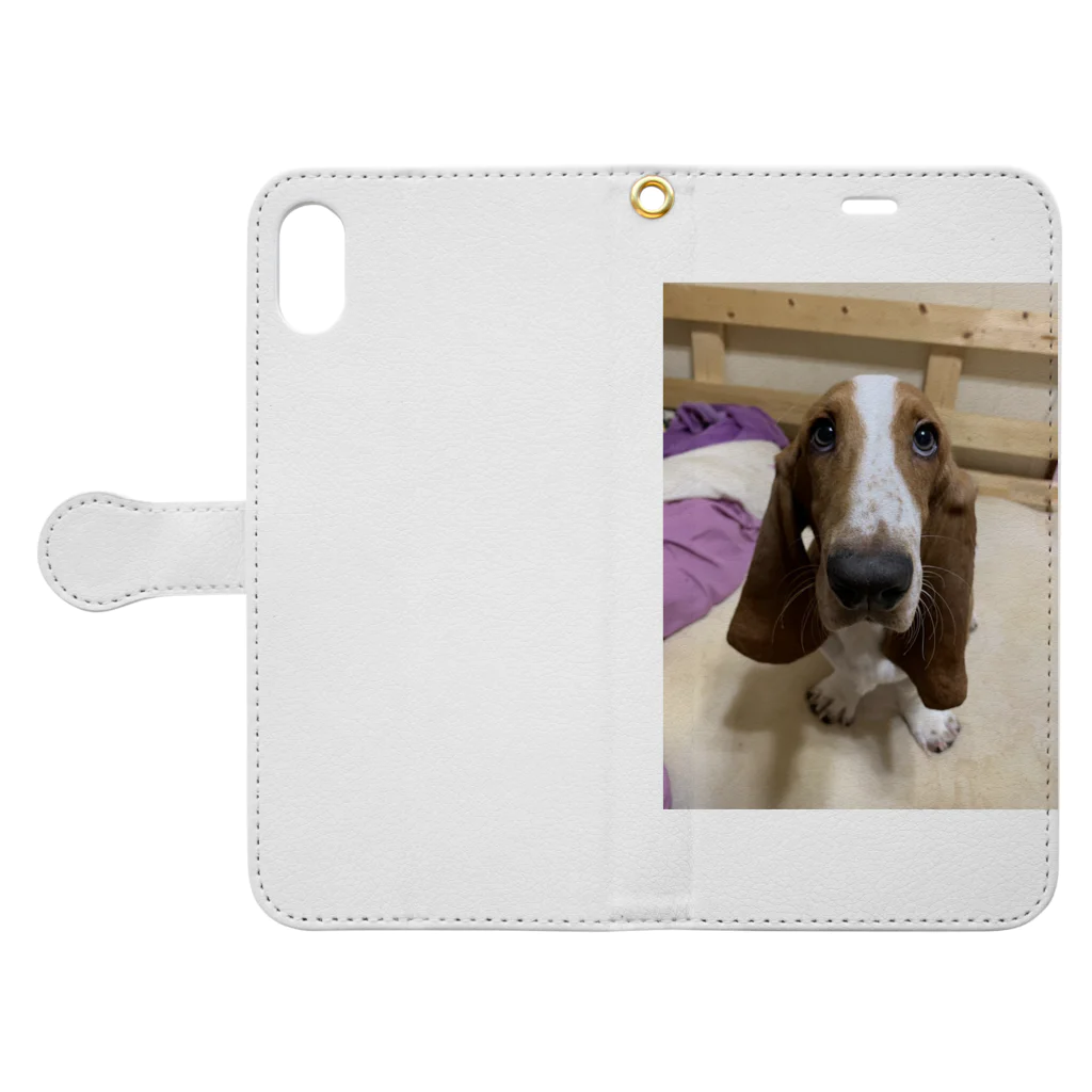 おいら犬組！ バセット倶楽部のバセットハウンド アホ顔ちゃん Book-Style Smartphone Case:Opened (outside)