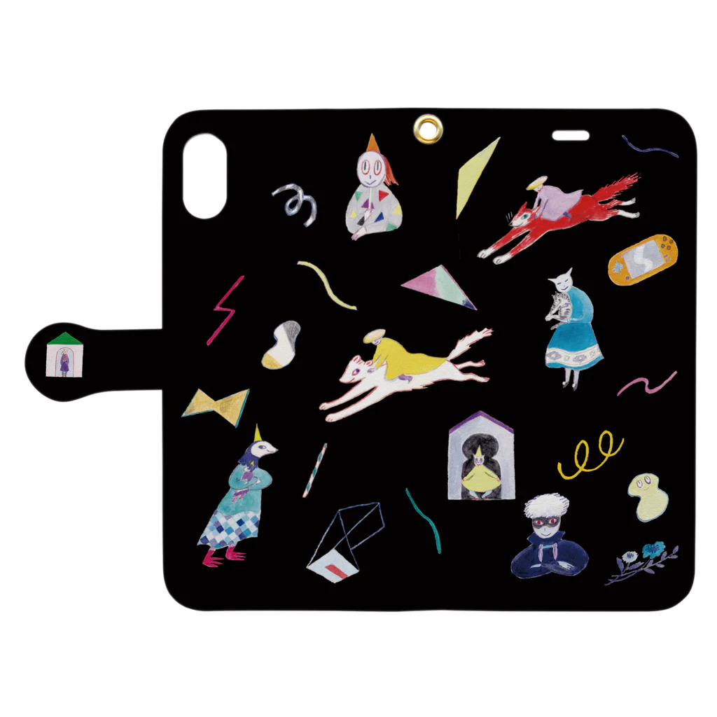 misuzuoyamaのteleport黒 Book-Style Smartphone Case:Opened (outside)