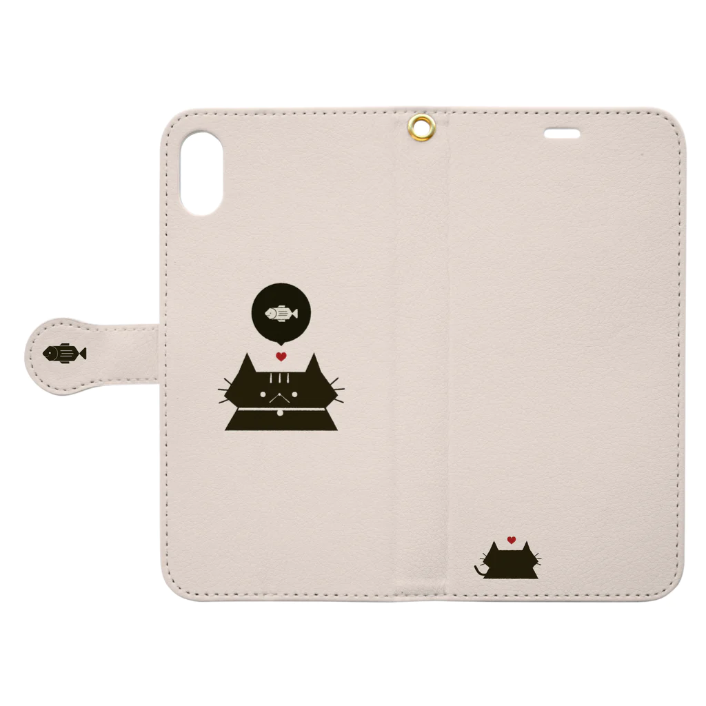 MeowlogicLabのミャージッ君のごはん手帳型スマホケース  Book-Style Smartphone Case:Opened (outside)