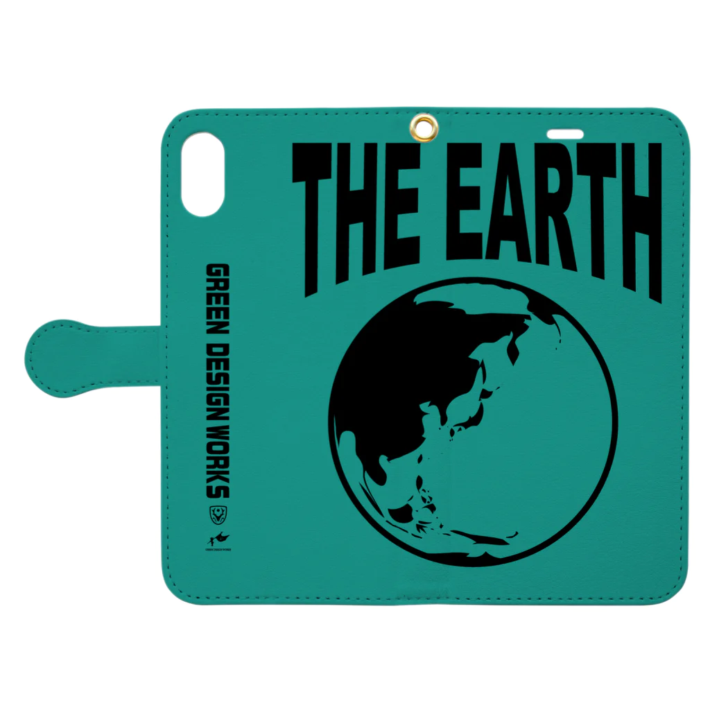 GREEN DESIGN WORKS　グリーンデザインワークスのTHE EARTH　手帳型iPhoneケース 手帳型スマホケースを開いた場合(外側)