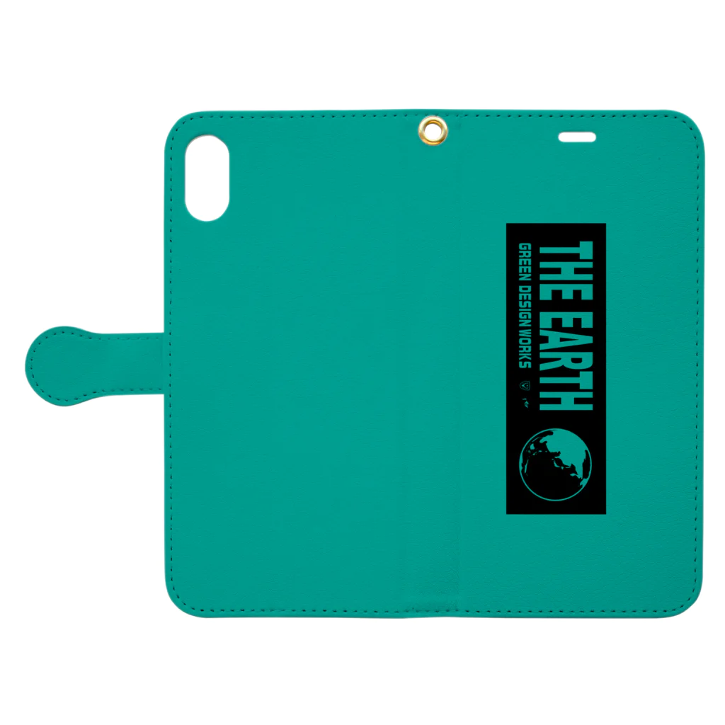 GREEN DESIGN WORKS　グリーンデザインワークスのTHE EARTHシンプルVer.　手帳型iPhoneケース Book-Style Smartphone Case:Opened (outside)