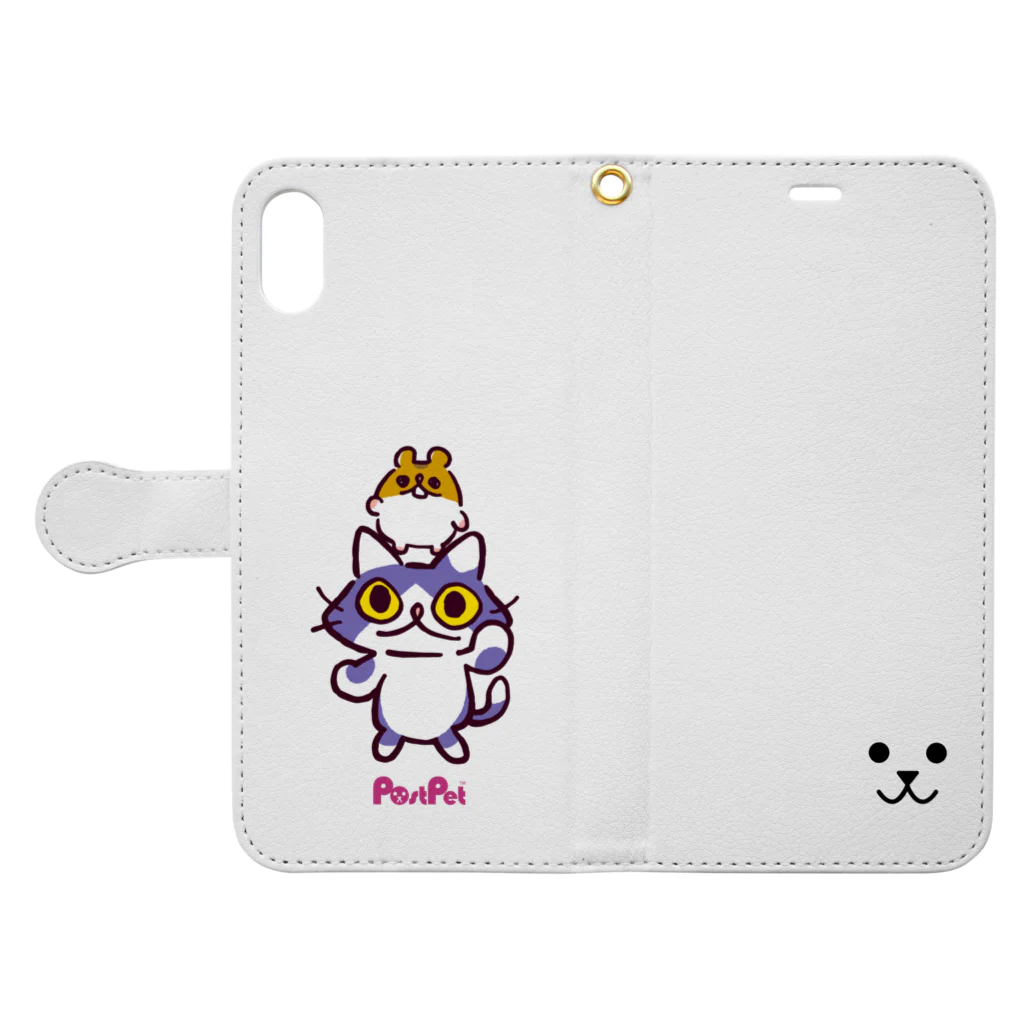 PostPet Official Shopのフロとジンパチの友情 Book-Style Smartphone Case:Opened (outside)