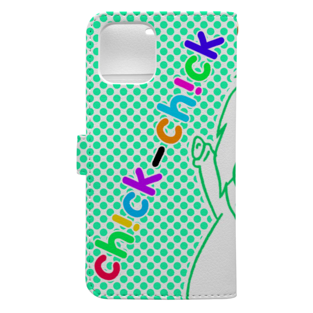 ch!ck-ch!ckの呼んだ？すずきさん！爽やかiPhoneケース（緑） Book-Style Smartphone Case :back