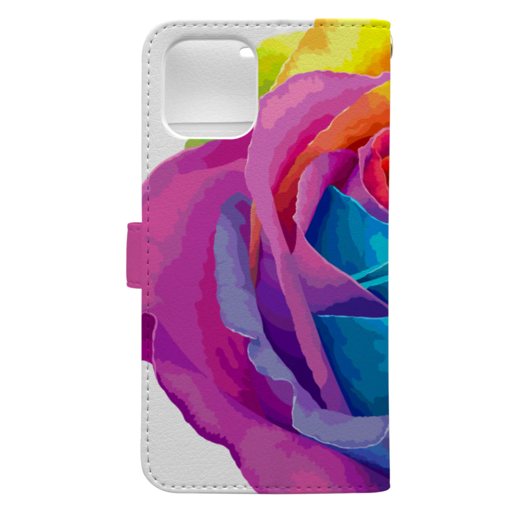 ゆるい猫ちゃんSHOPのRainbow rose(Single) Book-Style Smartphone Case :back