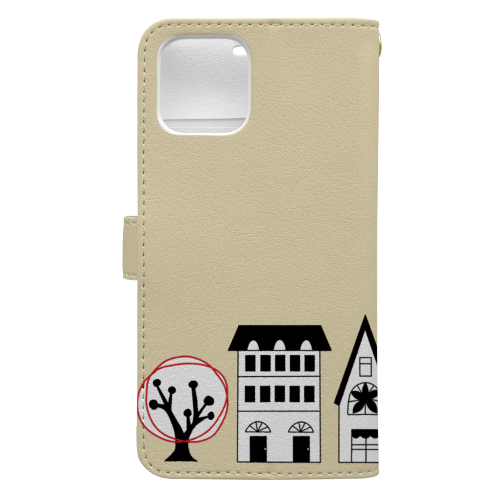 satoharuの赤い鳥と家並み Book-Style Smartphone Case :back