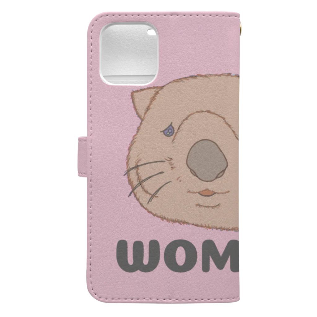 🍎デグーと服と雑貨屋さん🍏のWOMBAT🌸PINK   #ウォンバットグッズ Book-Style Smartphone Case :back