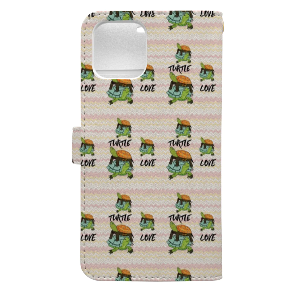 316(MIHIRO)のスペインイシガメとクサガメちゃん　turtleらぶ Book-Style Smartphone Case :back