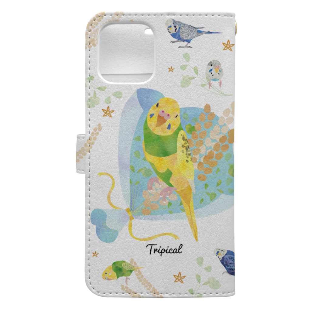 MIKIHO＠トリピカルのセキセイスマホ手帳　iphone12ProMax/11ProMax/11Pro Book-Style Smartphone Case :back