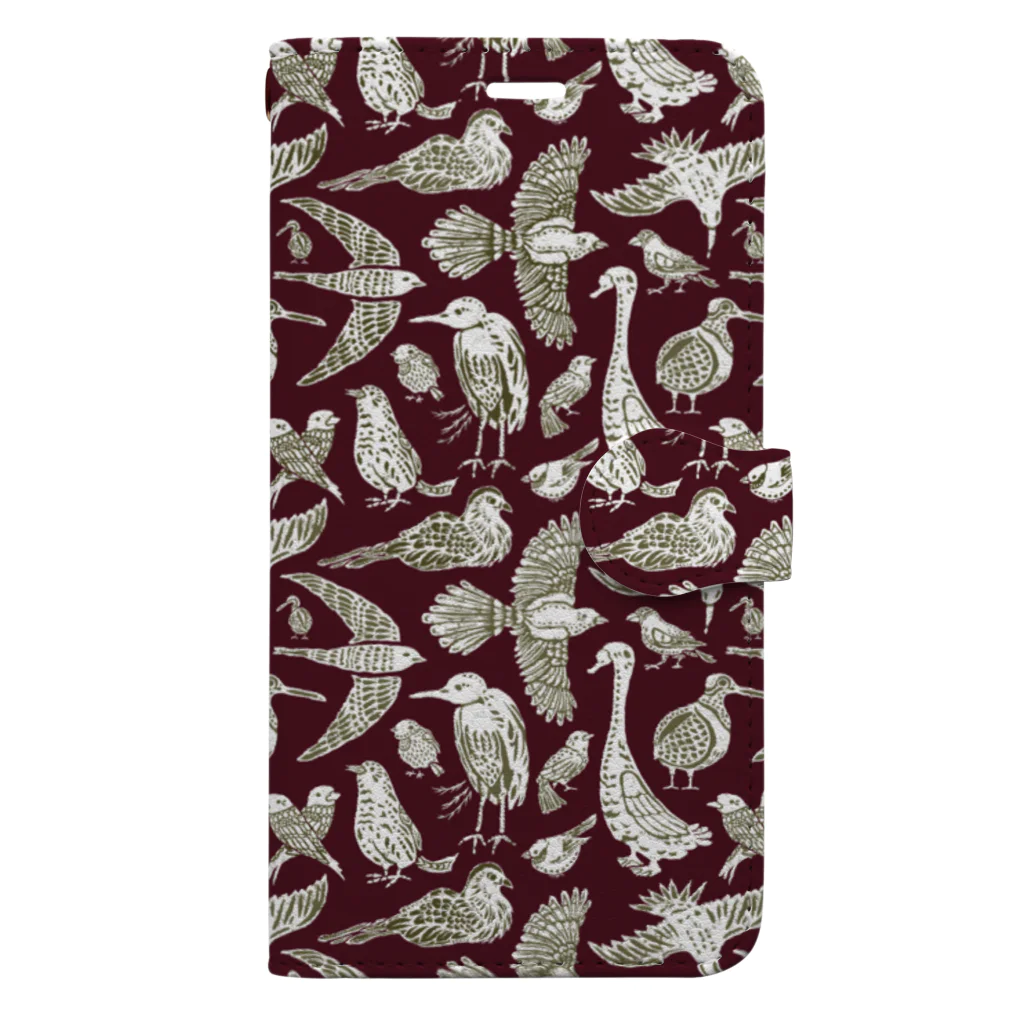 イジャクノ絨毯 ｜ IJAKUCARPETの鳥ちらし（レッド） Book-Style Smartphone Case