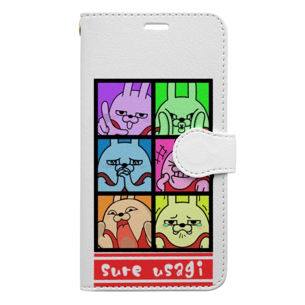 ananet@擦れうさぎの６色擦れうさぎ Book-Style Smartphone Case