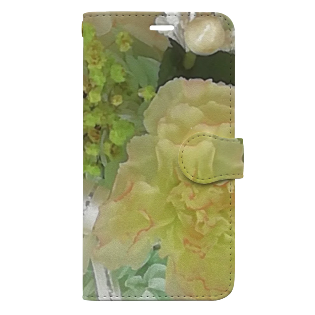 お花の双葉のグリーンカーネーション 手帳型スマホケース