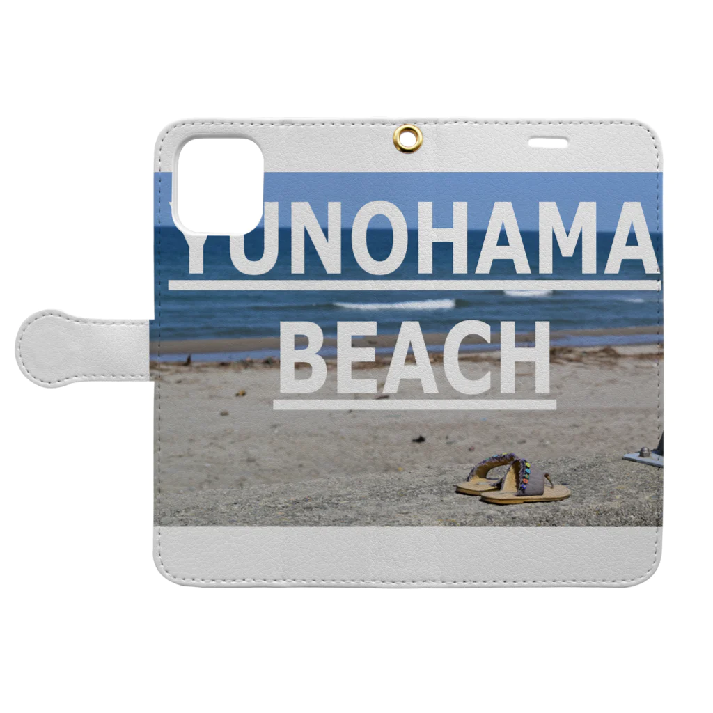 office SANGOLOWのYUNOHAMA BEACH 2018 手帳型スマホケースを開いた場合(外側)