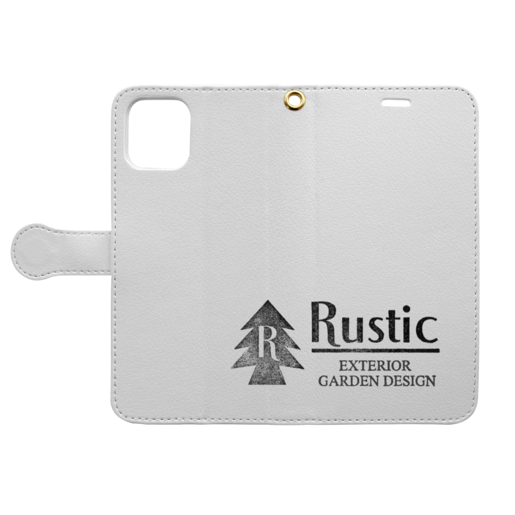 株）ラスティックのRustic 手帳型スマホケースを開いた場合(外側)
