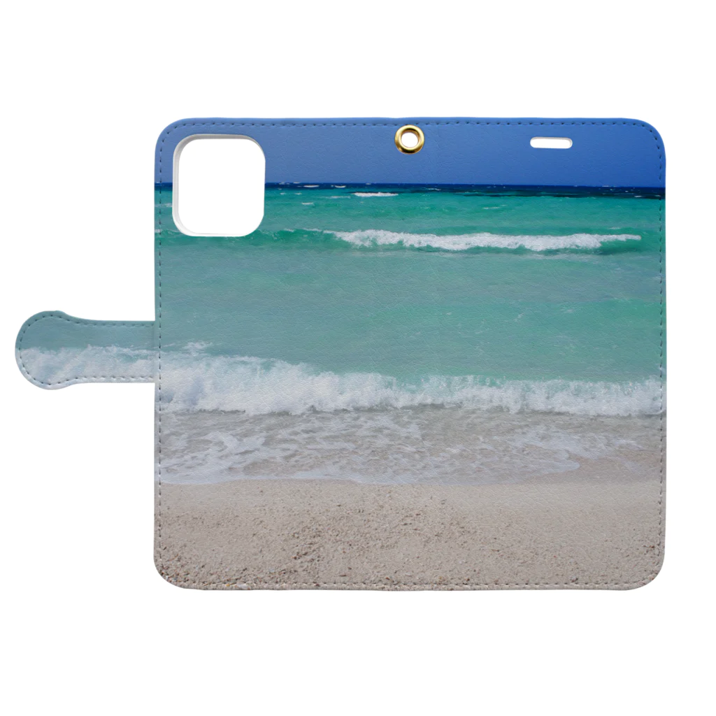 YASAKASAKUの海と波のスマホケース🌊 Book-Style Smartphone Case:Opened (outside)