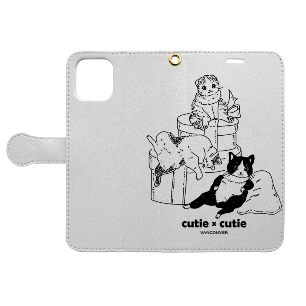 Cutie x Cutie Vancouverのバンクーバーの猫たち Book-Style Smartphone Case:Opened (outside)