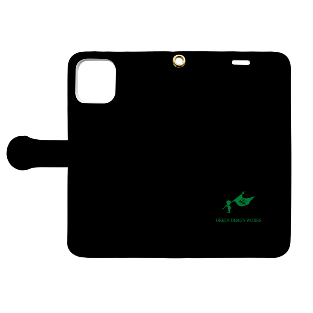 GREEN DESIGN WORKS　グリーンデザインワークスのGDW iPhoneケース（手帳型） ブラック Book-Style Smartphone Case:Opened (outside)