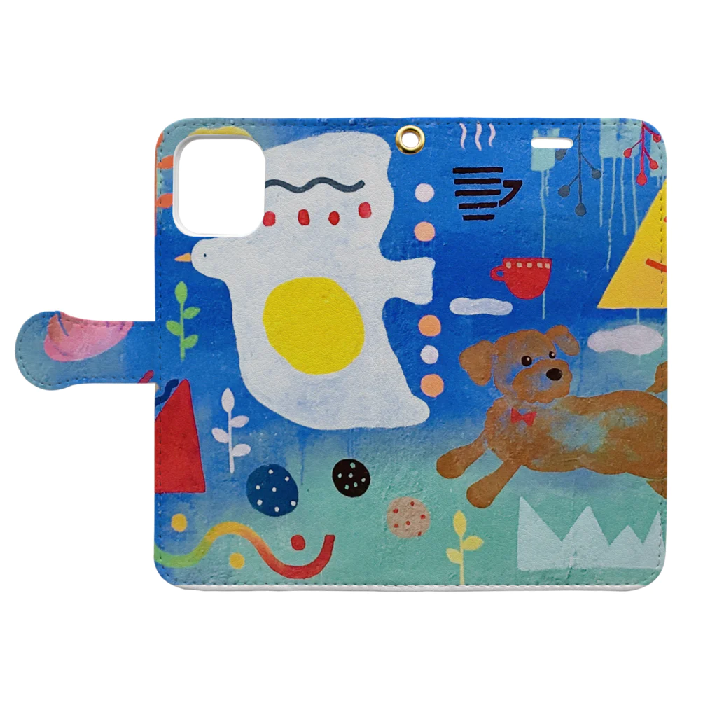 emi tanajiの夢カワ🐶わんこ Book-Style Smartphone Case:Opened (outside)