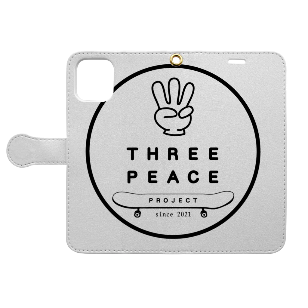 Three Peace Project グッズのThree Peace project 手帳型スマホケースを開いた場合(外側)