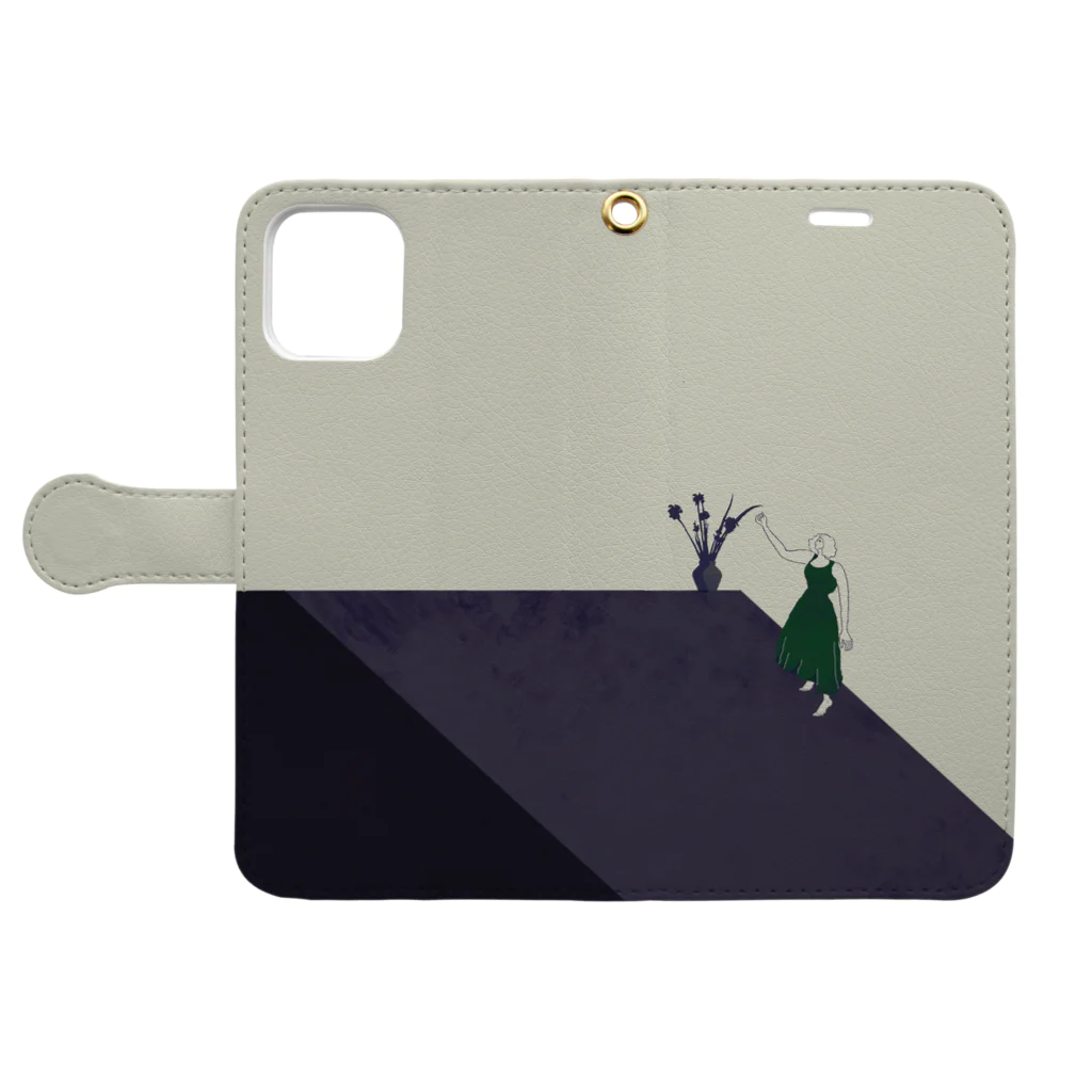 dot waltzの手放したくないもの（green） Book-Style Smartphone Case:Opened (outside)