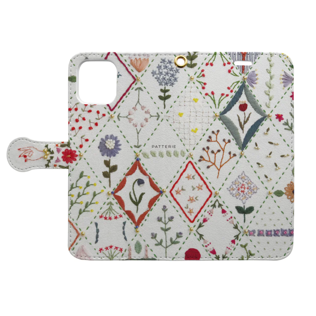 🪡patterie pattern shop🪡の手帳型iPhoneケース - 祈りの庭 Book-Style Smartphone Case:Opened (outside)