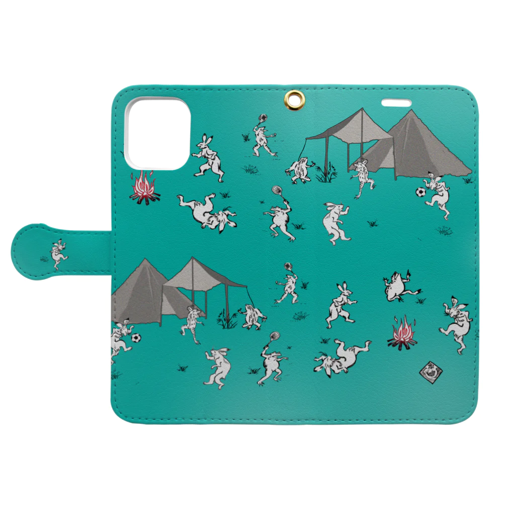 WAMI ARTの野営(キャンプ)ハイシーズン2 Book-Style Smartphone Case:Opened (outside)