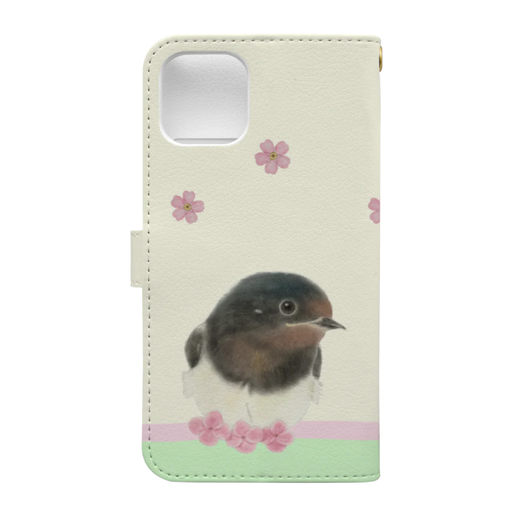 京都・丹後のぼくそう屋さんのつばめさんと文鳥さん Book-Style Smartphone Case :back