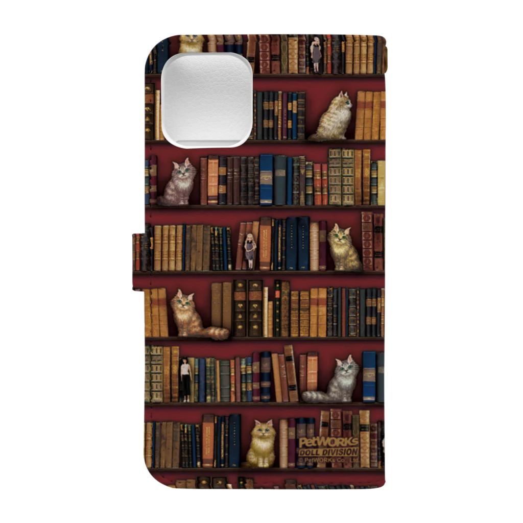 PetWORKs SUZURI Shopの本と猫とお人形 Book-Style Smartphone Case :back