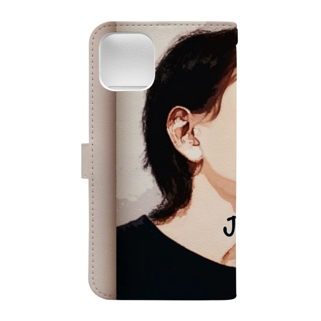 junointer ブランド ロゴ入りのiPhone11手帳型スマホケース Book-Style Smartphone Case :back