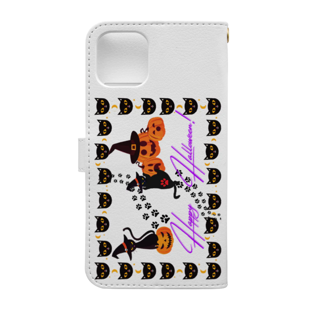 Nyanko 猫 ねこ🐾の魔女にゃんこのHalloween！縦ver. Book-Style Smartphone Case :back