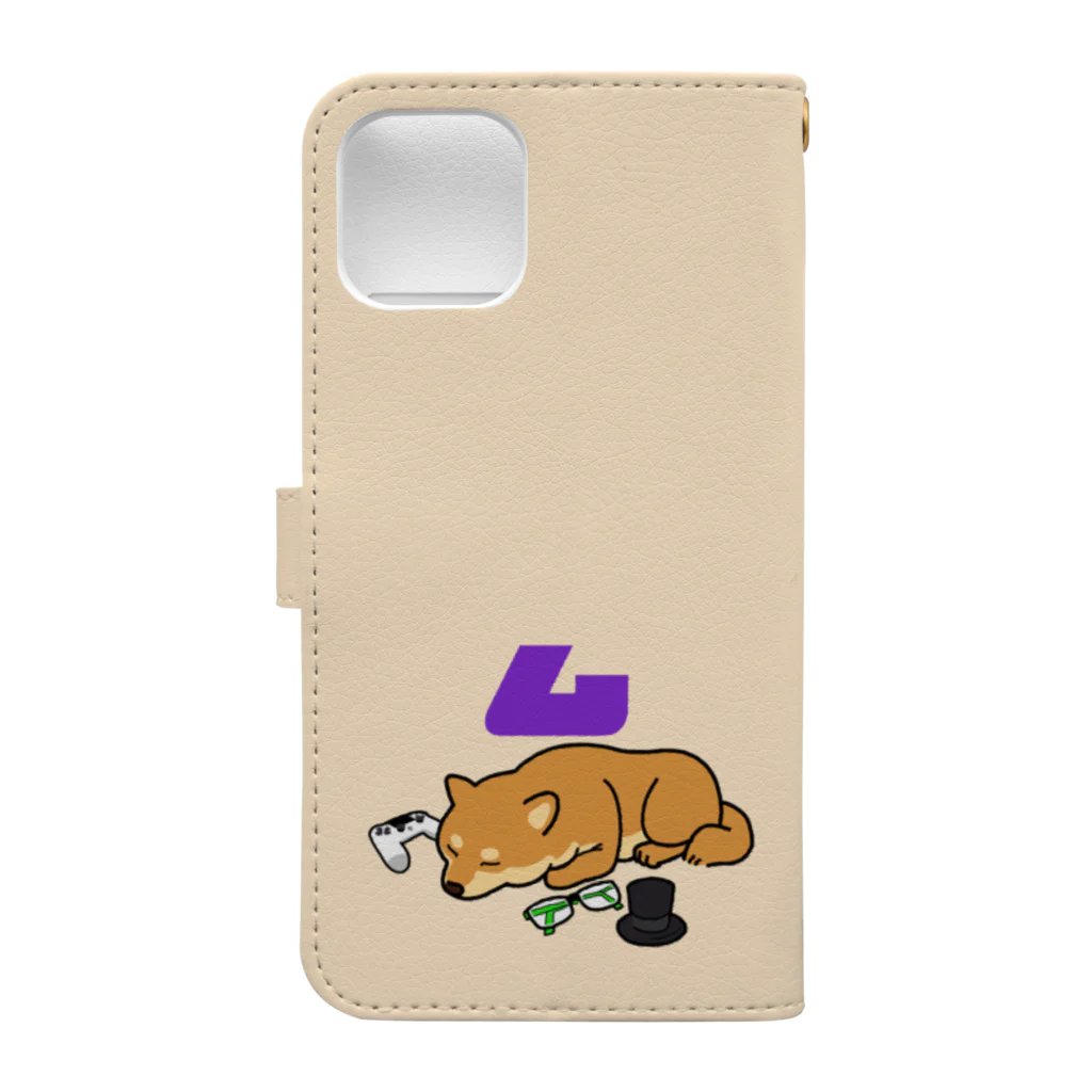 ムネオ@twitch　ファングッズの休憩中の柴犬系実況者　手帳型スマホケース（クリーム） Book-Style Smartphone Case :back