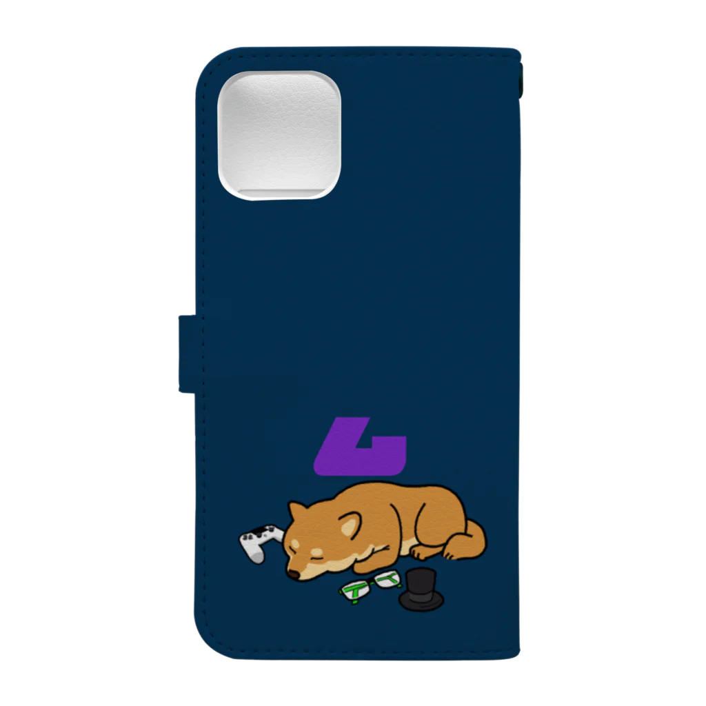 ムネオ@twitch　ファングッズの休憩中の柴犬系実況者　手帳型スマホケース（ダークブルー） Book-Style Smartphone Case :back