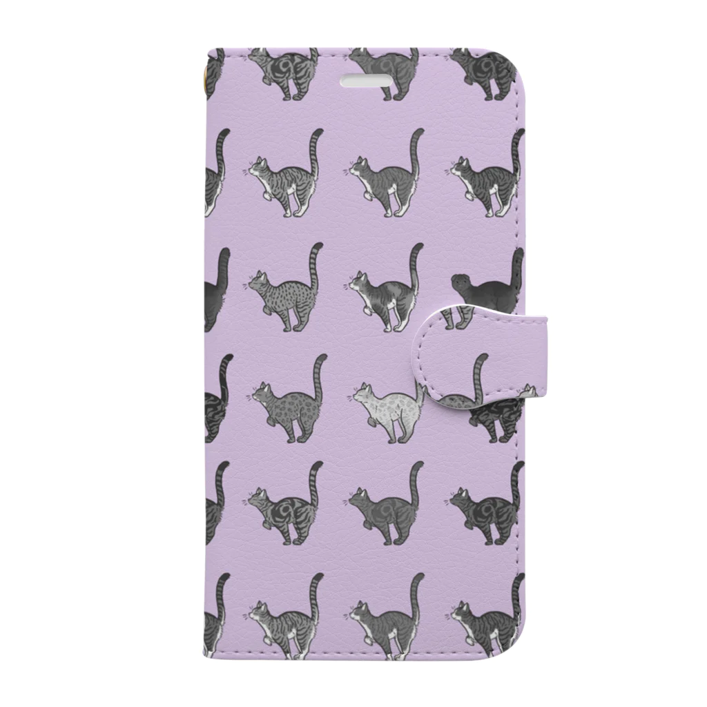 豆つぶのTabbies Cat（総柄） Book-Style Smartphone Case