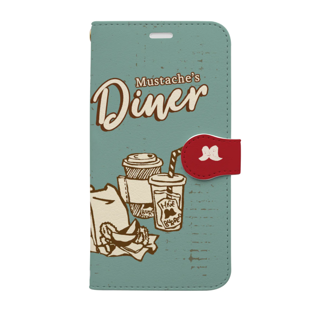 ハルイロ雑貨店　suzuri支店の【iPhone11pro専用】MUSTACHE DINER 手帳型スマホケース