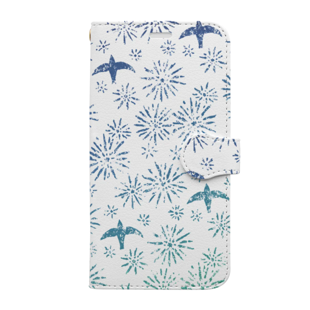 イジャクノ絨毯 ｜ IJAKUCARPETの星空をわたる鳥（ホワイト）（手帳型） Book-Style Smartphone Case